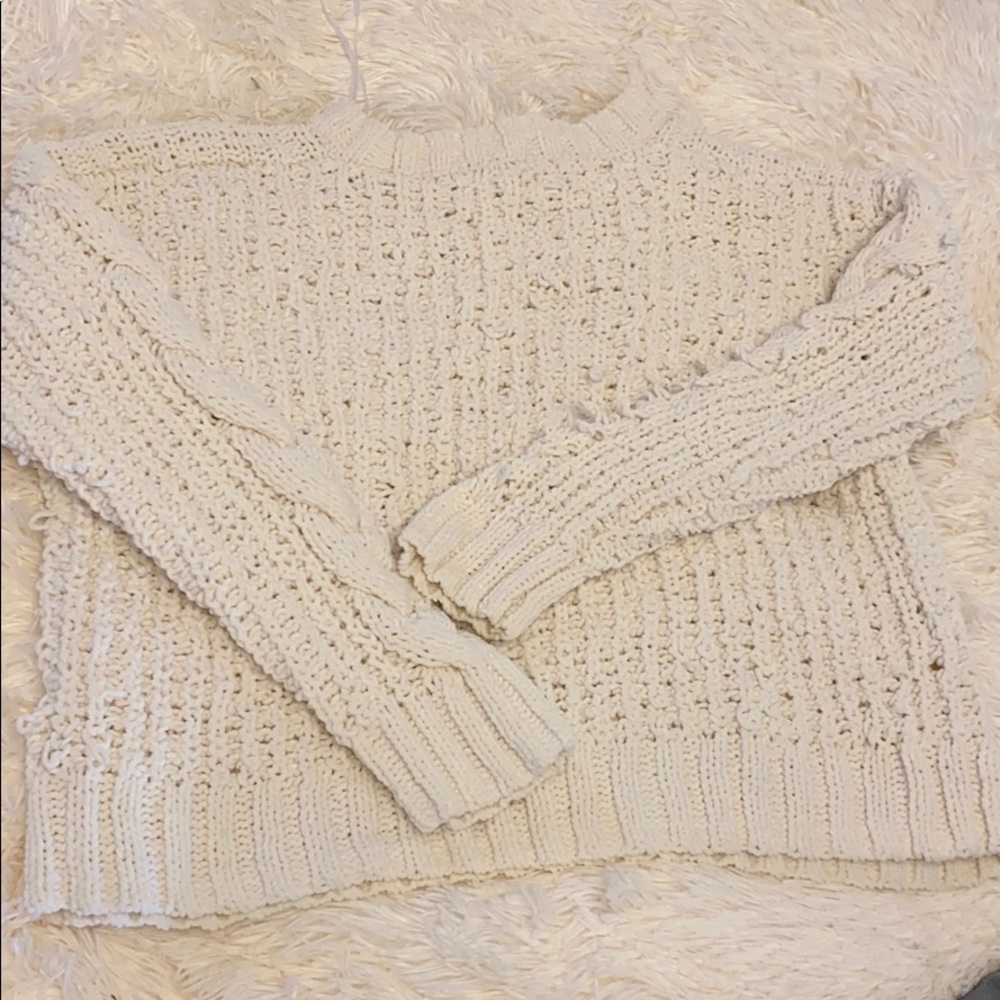 Cropped commit knit sweater